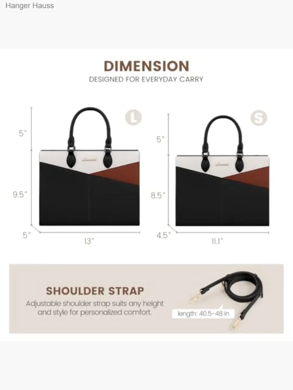 Pu Leather Satchel Handbag Tote Shoulder Crossbody Zipper Closure 6 Pockets